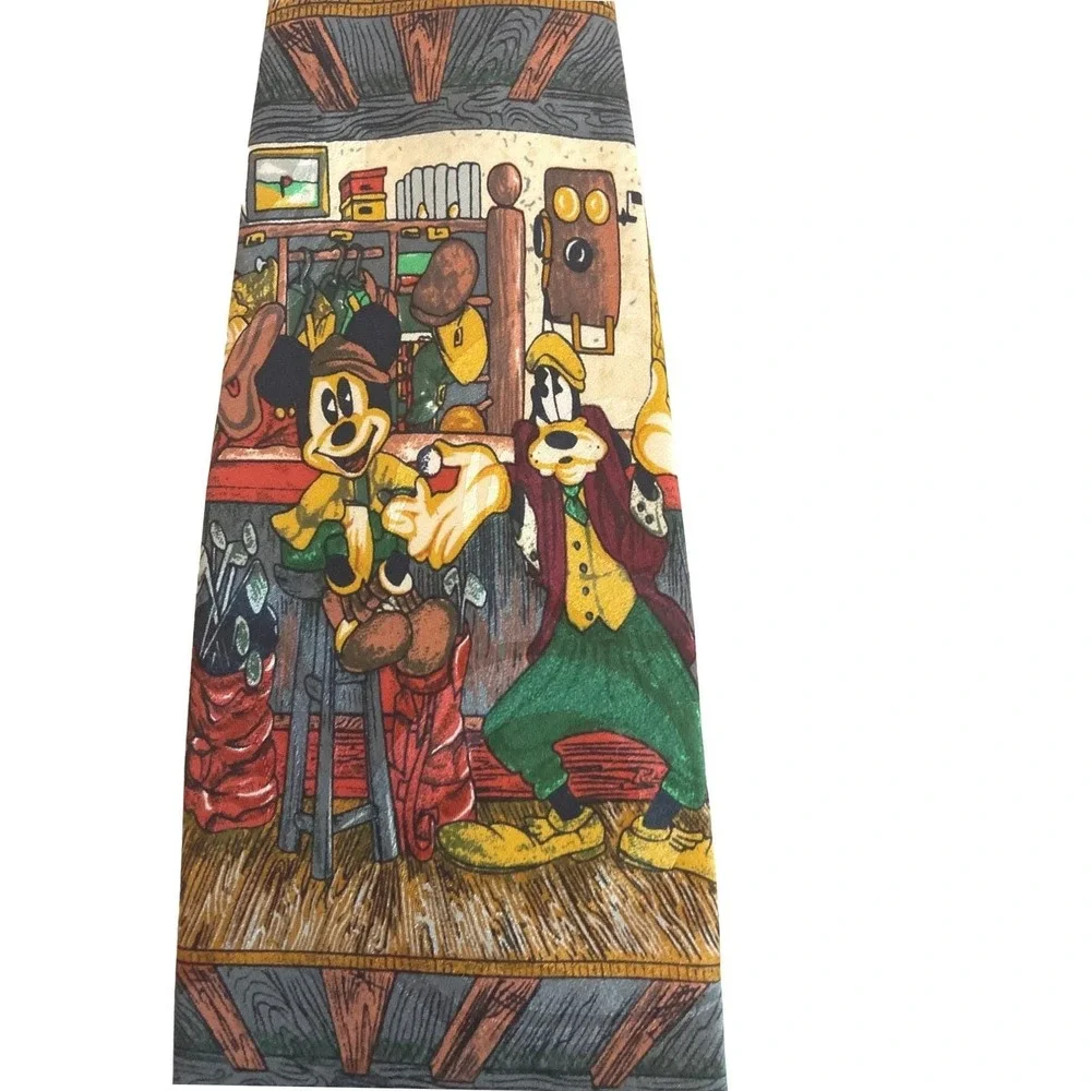 Vtg‎ Tie Golf Country Club Cartoon Mickie & CO. Mickie Mouse Goofy Donald Duck